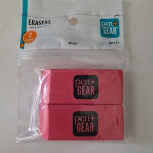 Pen + Gear Erasers - 2-Pack, PVC and Latex-Free, Brand New, Unused